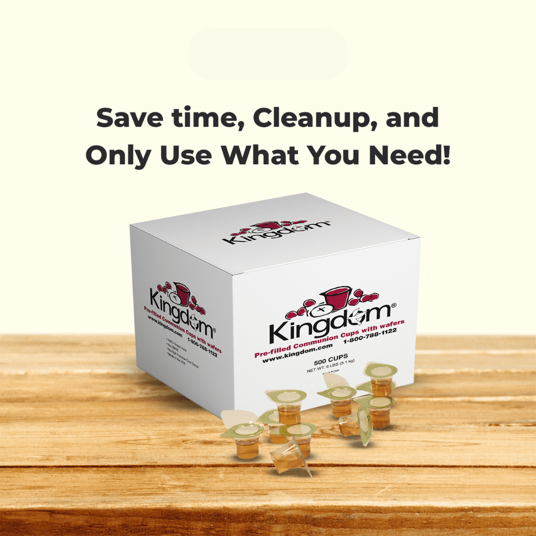 Kingdom Prefilled Communion Cup with Wafers Sealed in a Single-Serving Container with One-Year Shelf Life - 500 Count - White