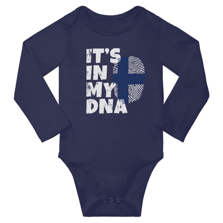 

It s In My Finnish DNA Baby Long Sleeve Romper Bodysuit (Navy 18 Months)