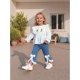 thumbnail image 5 of Miaouyo Toddler Baby Girl Fall Outfits Sunflower Embroidery Long Sleeve Round Neck Tops + Denim Flare Pants 2 Pcs Set, 5 of 9