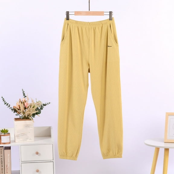 asjyhkr Womens Pajama Pants Elastic Waist Fleece Lined Jogger Thermal Breathable Sleepshirts Loose Casual Homewear Pants with Pockets