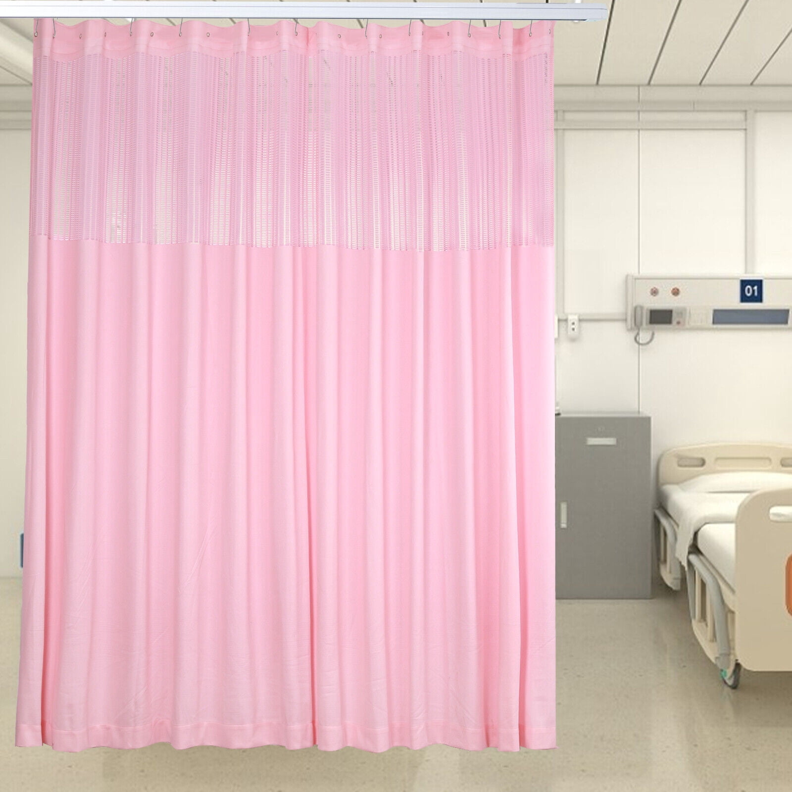 12ft x 8ft Large Room Divider Curtain for Spa Salon Clinic, Pink Privacy Cubicle Drape, 1 Panel