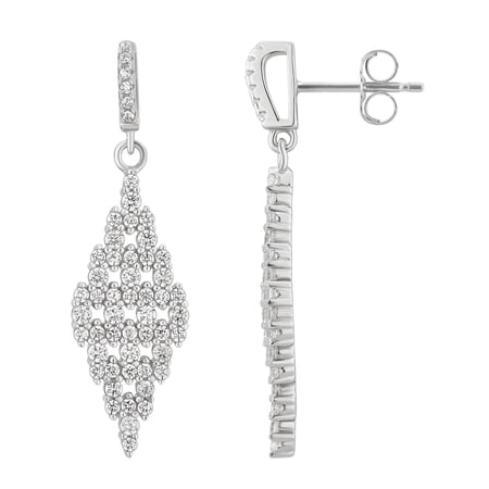 Arista 2 1/2 Carat T.W. White Cubic Zirconia Women's Dangling Earrings in Sterling Silver