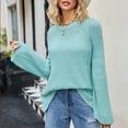 thumbnail image 5 of Amidoa Blue Womens Sweaters and Cardigans Long Sleeve Crochet Plus Size Long Fall Solid Sweaters Cardigans for Women XL, 5 of 7