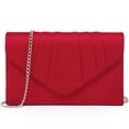 thumbnail image 1 of Bolso de noche Dasein con sobre plisado aterciopelado, color rojo, 1 of 6