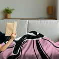 thumbnail image 3 of Goat Soft Flannel Fleece Blanket, Graphic Monochrome Goat Head Artwork on Radiating Lines Starburst Pattern, Cozy Plush for Indoor and Outdoor Use, 50" x 60", Black White Baby Pink, by Ambesonne, 3 of 5