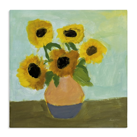 Stupell Industries Ode to Van Gogh Sunflowers Floral Painting Wrapped Canvas Canvas Art Print Wall Art, 17 x 17