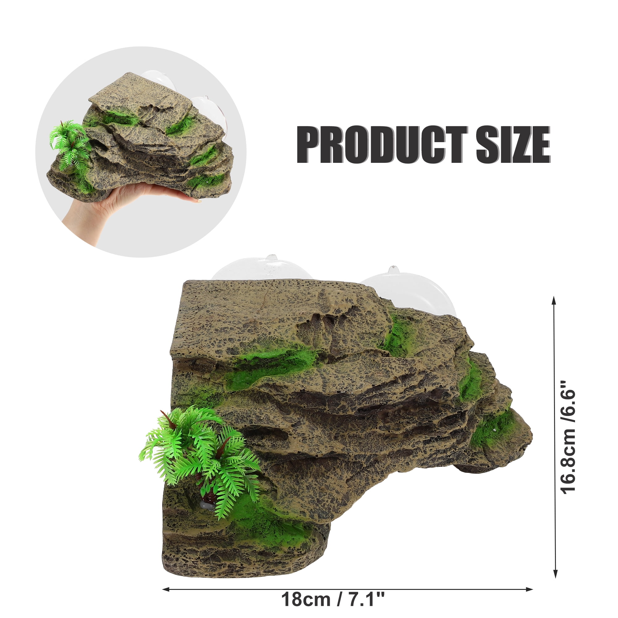 Unique Bargains Turtle Basking Platform Resin Tortoise Rock Aquarium Ornament 7.1"x6.6"x2.9" with Suction Cups