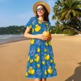 thumbnail image 4 of Easygdp Rubber Duck para Vestido Transpirable de Mujer, Vestido Suelto de Manga Corta con Pliegues y Bolsillos para el Verano, 4 of 6