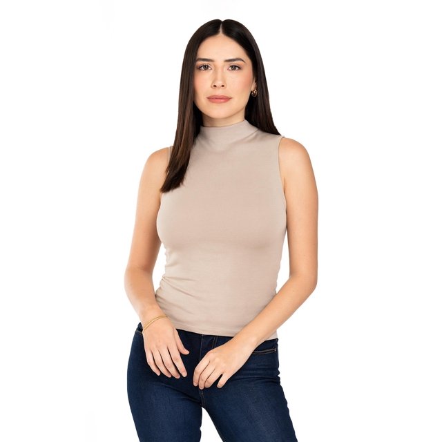Blusa sin mangas con cuello alto /Juvenil, 0238 (Beige) beige CH