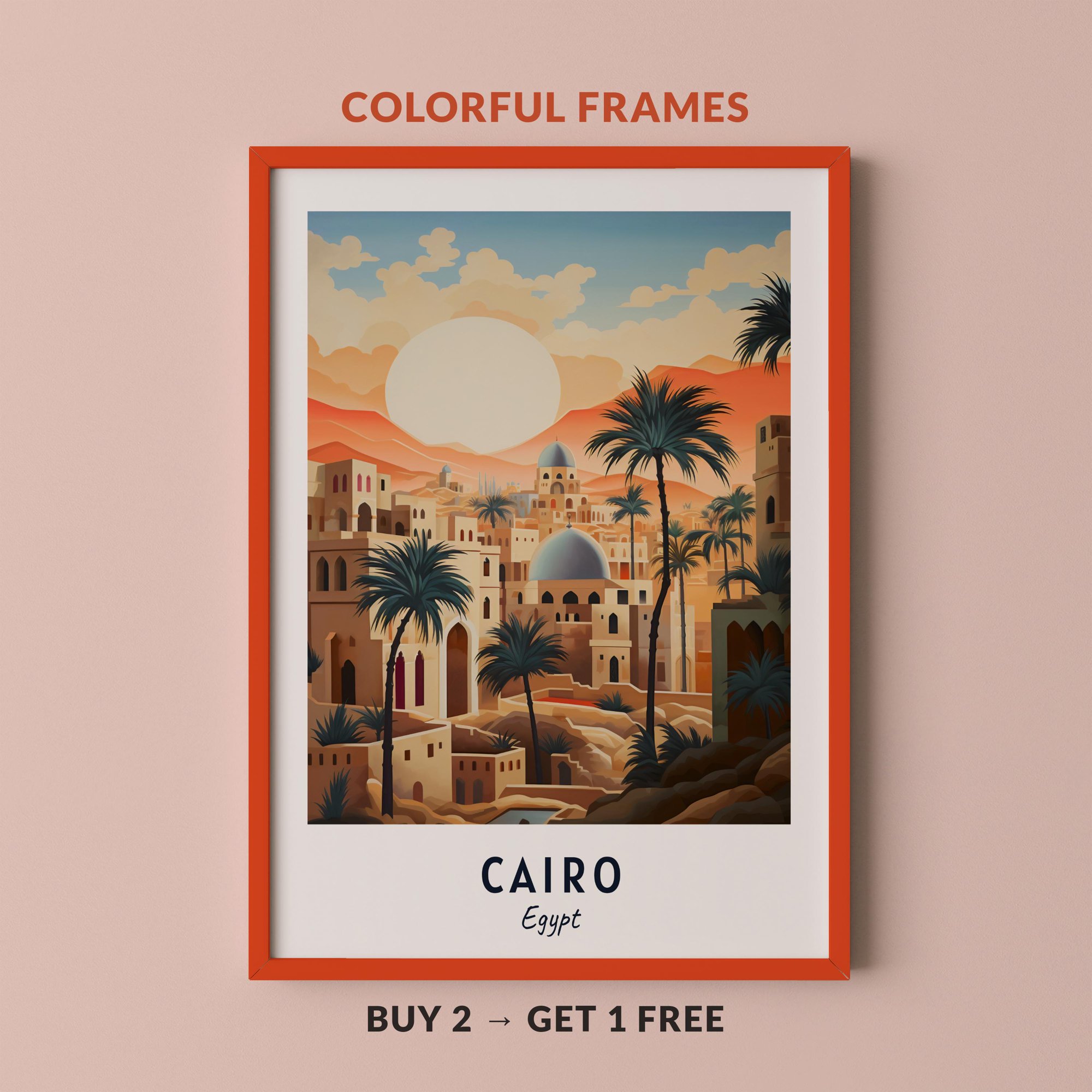 Cairo Travel Egypt City Cityscape Art Poster , Poster Print Only