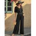 thumbnail image 4 of Womens Jumpsuits Short Sleeve V Neck Dressy Casual Wide Leg Pants Romper Summer One Piece Outfits, 4 of 6