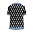 thumbnail image 6 of Pxxlle Waffle Shirts for Women Fashion Polka Dot Graphic Tees Plus Size Lapel Patchwork Shirt Summer Casual Short Sleeve Tops Black XL, 6 of 6