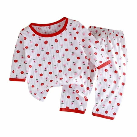 Fesfesfes Clearance Toddler s 2-Piece Loungewear Set Soft Long Sleeve Top and Comfort Pants Two Piece Set for Girls and Boys Home Wear(Pink#4 6 Years)