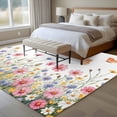 thumbnail image 4 of Spring Flower Large Area Rugs 8x10 ft Vintage Watercolor Pink Yellow Blue Floral Butterfly Washable Rug Non Slip Indoor Carpet Absorbent Floor Mat for Living Room Bedroom Dining Room, 4 of 9