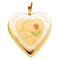14k Yellow Gold Gorgeous I Love You Heart Locket Pendant Commitment Charm Jewelry Female Unisex
