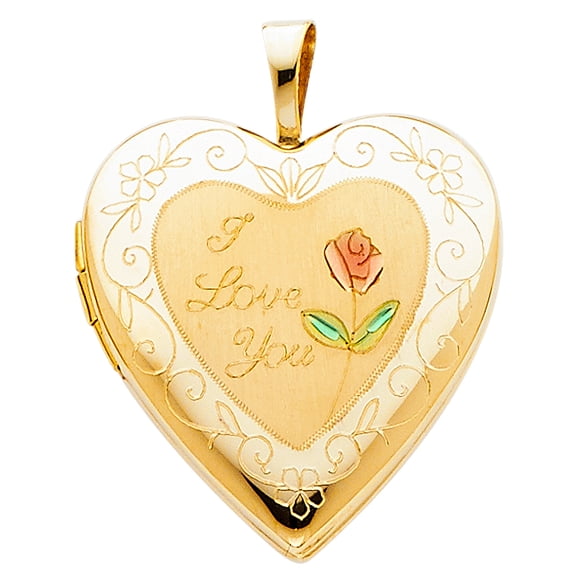 14k Yellow Gold Gorgeous I Love You Heart Locket Pendant Commitment Charm Jewelry Female Unisex