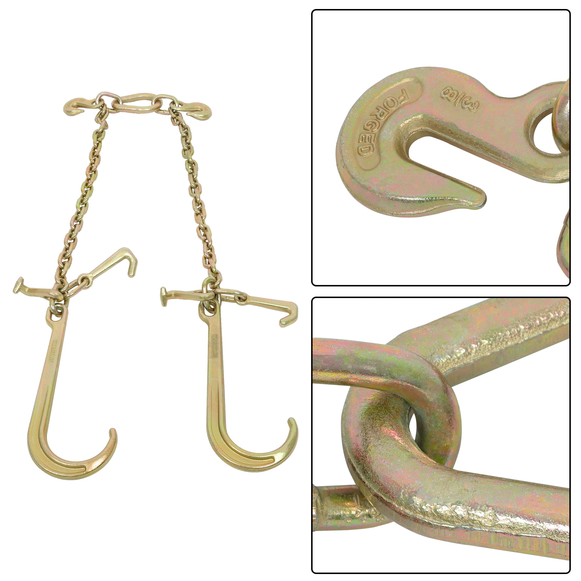 SEBLAFF V Type Tow Chain J Hook 3/8 X 2´grab Hook Tractor Car Wrecker Truck