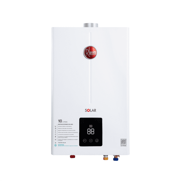 Calentador de agua Rheem instantáneo 10 Litros por Min a gas LP 2 Servicios 1er Mantenimiento incluido blanco