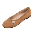 thumbnail image 2 of IEMIEMIEM Women's Slip On Flats Square Toe Fashion Casual Leather Chunky Low Heels Ballet Flats Wide Comfortable Walking Shoes Slip-On Loafers Dress Shoes Brown 7 Wide, 2 of 5