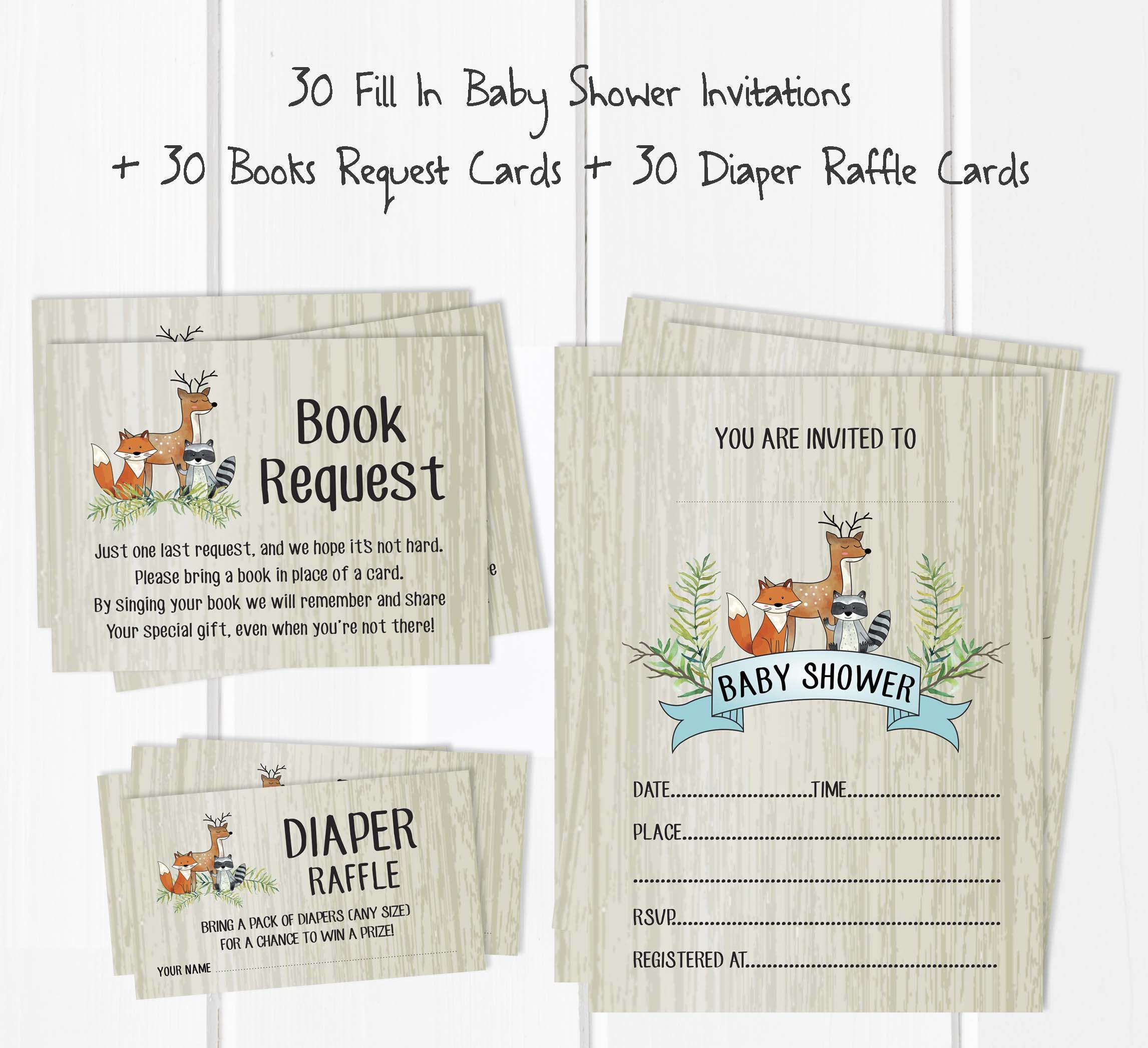 Inkdotpot Set Of 30Jungle Animals Baby Shower Invitations-Diaper Raffle Tickets And Baby Shower Book Request Cards Its a Boy Its a girl Invites