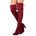 thumbnail image 2 of New Women Wild Diva Amaya-01 Faux Suede Thigh High Drawstring Chunky Heel Boot, 2 of 3