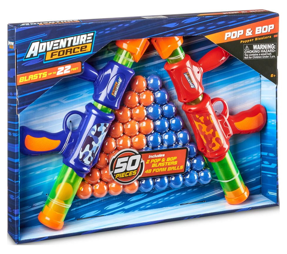 Adventure Force Pop & Bop Pop Blasters, 2 Blasters & 48 Foam Balls | Children Ages 6+
