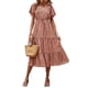 thumbnail image 1 of Txlixc Vestido Mujer de Manga Corta con Cuello en V de Una Pieza con Botones y Cordón Txlixc Moda, 1 of 3