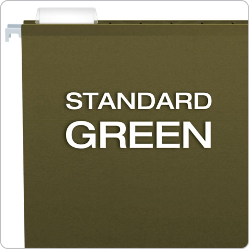 Hanging File Folders  25 Pack Green 2" Expansion Letter Size (8.5" X 11") Reinforced 5 Tab Positions Durable Files For Office And Document Organization