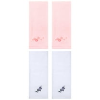Unique Bargains 4 Pcs Floral Embroidered Cotton Hand Towels 13" x 29" White/Pink