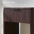 thumbnail image 4 of Hvoonc 24" Tall Fluted Walnut End Table with Drawer Set of 2, Modern Bedside Table with Faux Marble Top and Rounded Corners for Bedroom, 4 of 6