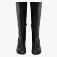 thumbnail image 3 of FSJ Women Stylish Chain High Heel Knee High Boots Rounded Closed Toe Side Zip Wide Calf Boots Fashion Casual Outing Shoes Size 12 Black, 3 of 4