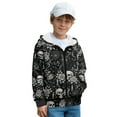 thumbnail image 3 of Xoenoiee Skull Cat Candle Rose Moon Spider Web Print Hoodies for Kids Girls Boys Halloween Zip Up Long Sleeve Hoody Sweater Jacket with Pocket Sweatshirts Tunic Joggers Shirt, 8-10 Years, 3 of 7