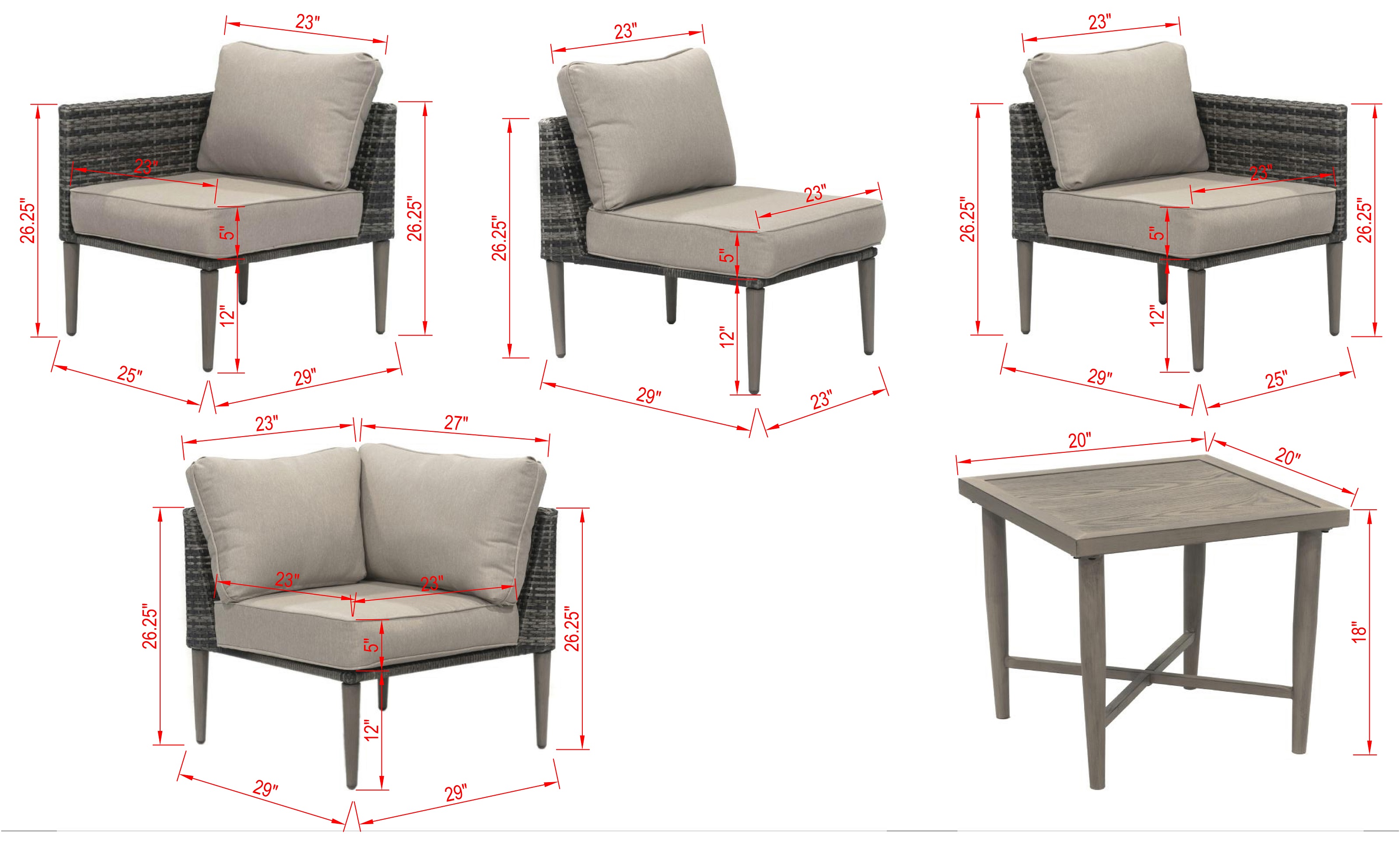 Donglin Outdoor Patio Furniture Sutton Creek 7-Piece Steel Sectional Sofa PE Wicker Rattan Set,Gray - image 9 of 16