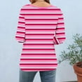 thumbnail image 2 of Women's Striped Plus Size Tshirts 3/4 Sleeve Colorblock Trendy Tops Casual Tees for Fall Spring Summer (XL, Hot Pink), 2 of 6