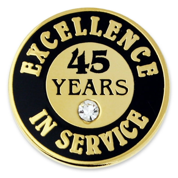 PinMart Gold Excellence in Service Enamel Lapel Pin w/ Rhinestone