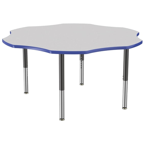 ECR4Kids 60in Flower Everyday T-Mold Adjustable Activity Table Grey/Blue/Black - Super Leg