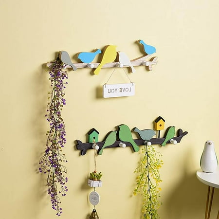 

Wuztai Hooks for Hanging Hook Towel Hooks Wooden Home Decoration Bird Hook Creative Keyless Wall Shelf Multicolor