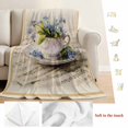 thumbnail image 5 of Spring Blue Flowers Blanket Soft Cozy Warm Throw Blanket for Couch, Plush Fuzzy Flannel Fleece Blankets for Sofa, Vintage Tea Cup Phrases Pastoral Bed Blankets Lightweight Gifts for Women, 40"x60", 5 of 9