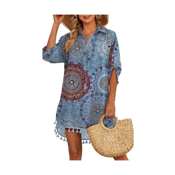 Women Swimsuit Cover Up Shirt 2025 Tassel Beach Bathing Suit for Swimwear Bikini Dress