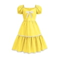 thumbnail image 4 of Tfken Soft Dresses Girls Comfy Holiday Travel Girls Dresses Short Sleeve Solid Lace Casual Party Child Classic Clothes Size 8-9 Years, 4 of 4