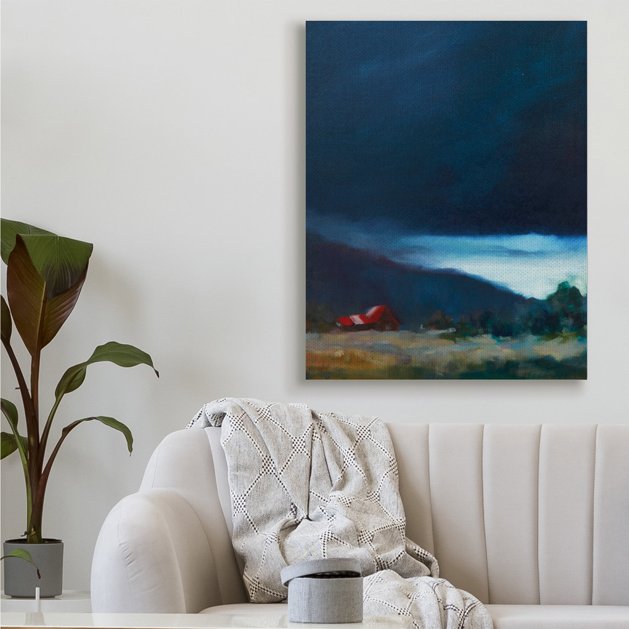 Stupell Industries Storm Clouds over Countryside Cottage Landscape,36 x 48,Designed by Eddie Barbini