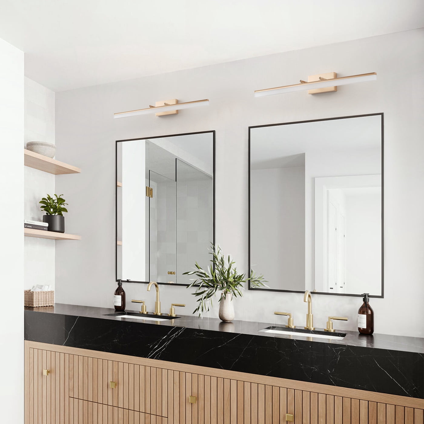 Contemporary LED Vanity Light, Gold Wall Light Over the Mirror for Bathroom