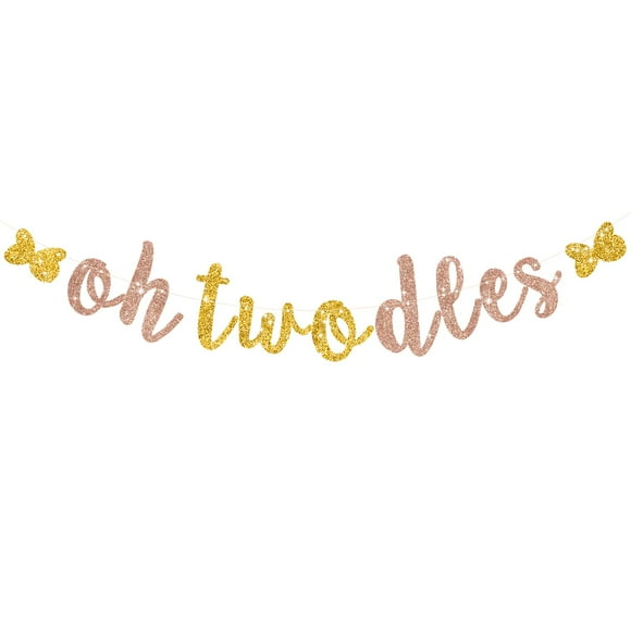 Banner de fiesta RICHHA Glitter Oh Twoodles para el segundo cumpleaños del bebé