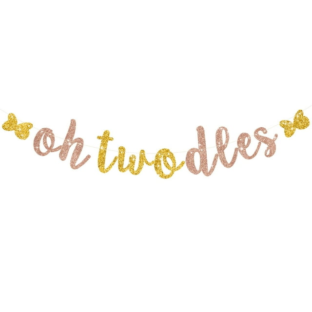 Banner de fiesta RICHHA Glitter Oh Twoodles para el segundo cumpleaños del bebé