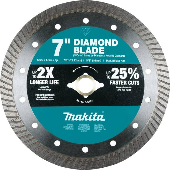 Diamond Blade,7" dia.,8700 RPM Max Speed E-02571