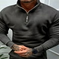 thumbnail image 2 of Solid Color Men‘s Fleece Sweatshirt with Half Zipper and Stand Collar, 2 of 3