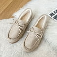thumbnail image 4 of Miluxas Women's Fleece Moccasins Flats Suede Memory Foam Slippers Indoor Outdoor Winter Shoes Khaki 8.5(41), 4 of 4