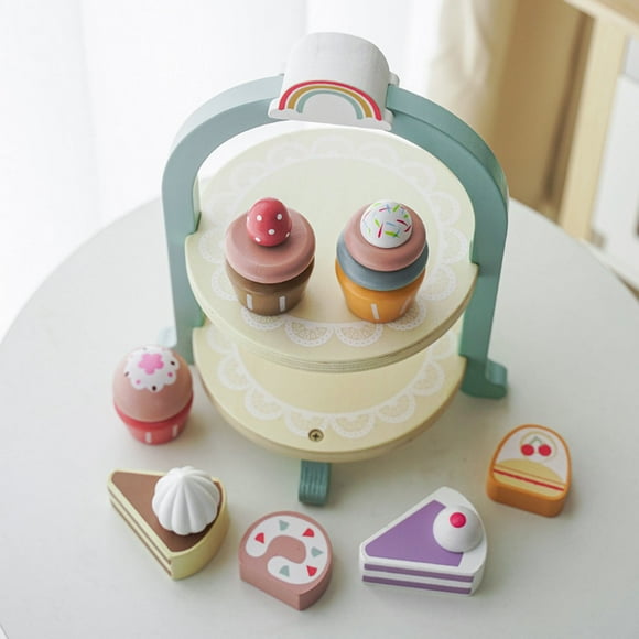 Afternoon Tea Stand Toys, Exquisite Vivid Interactive Water Based Paint Pastry Tower Toys for Bedroom for Nursery School