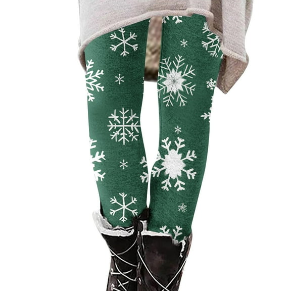 SwiftWear Women's Christmas Leggings High Waisted Xmas Holiday Print Yoga Pants Soft Workout Gym Tights, Green XL
