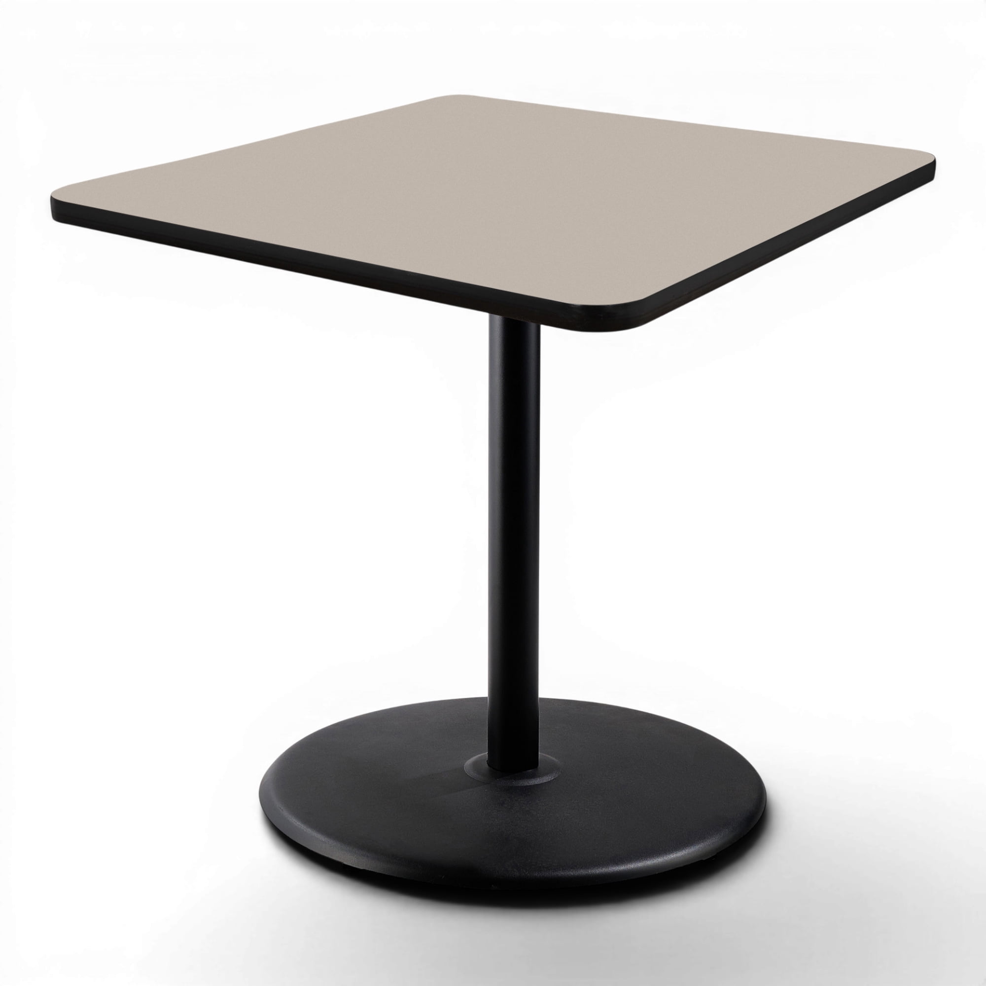 Hampden Furnishings Bennet Collection Steel Frame 36" Square Top, Round Base, 42" Height, Cafe Table, Black Frame/Grey Nebula Top